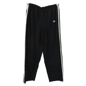 Adidas Womens Large Black Embroidered Logo 3 Stripe Track Pants Y2K Zipper Ankle